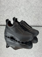 Zegna Black Leather Utility Slip-On Sneakers