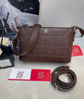 CH Carolina Herrera Embossed Logo Shoulder Bag (Coffee Brown)