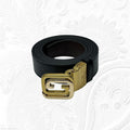 Gucci Square G Buckle Leather Belt (Gold Hardwear)