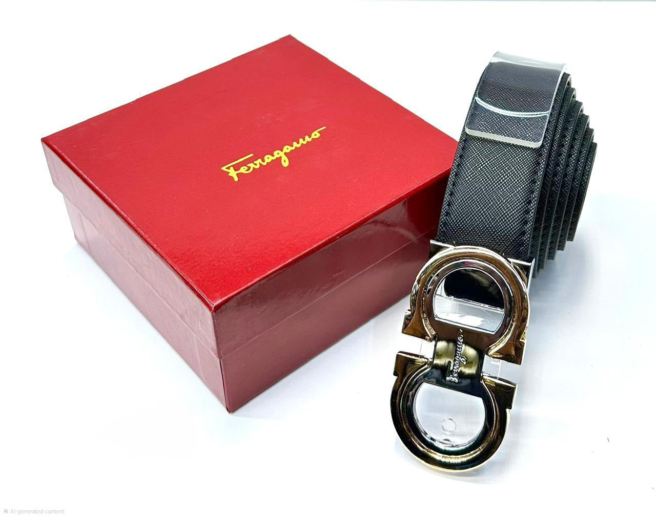 Ferragamo Gancini Reversible Belt (Black / Gold & Silver Hardware)