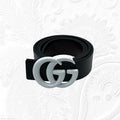 Gucci Marmont Double G Belt (Black with Matte White Hardware)