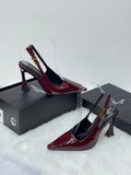 Saint Laurent Dive Slingback Pumps (Burgundy)