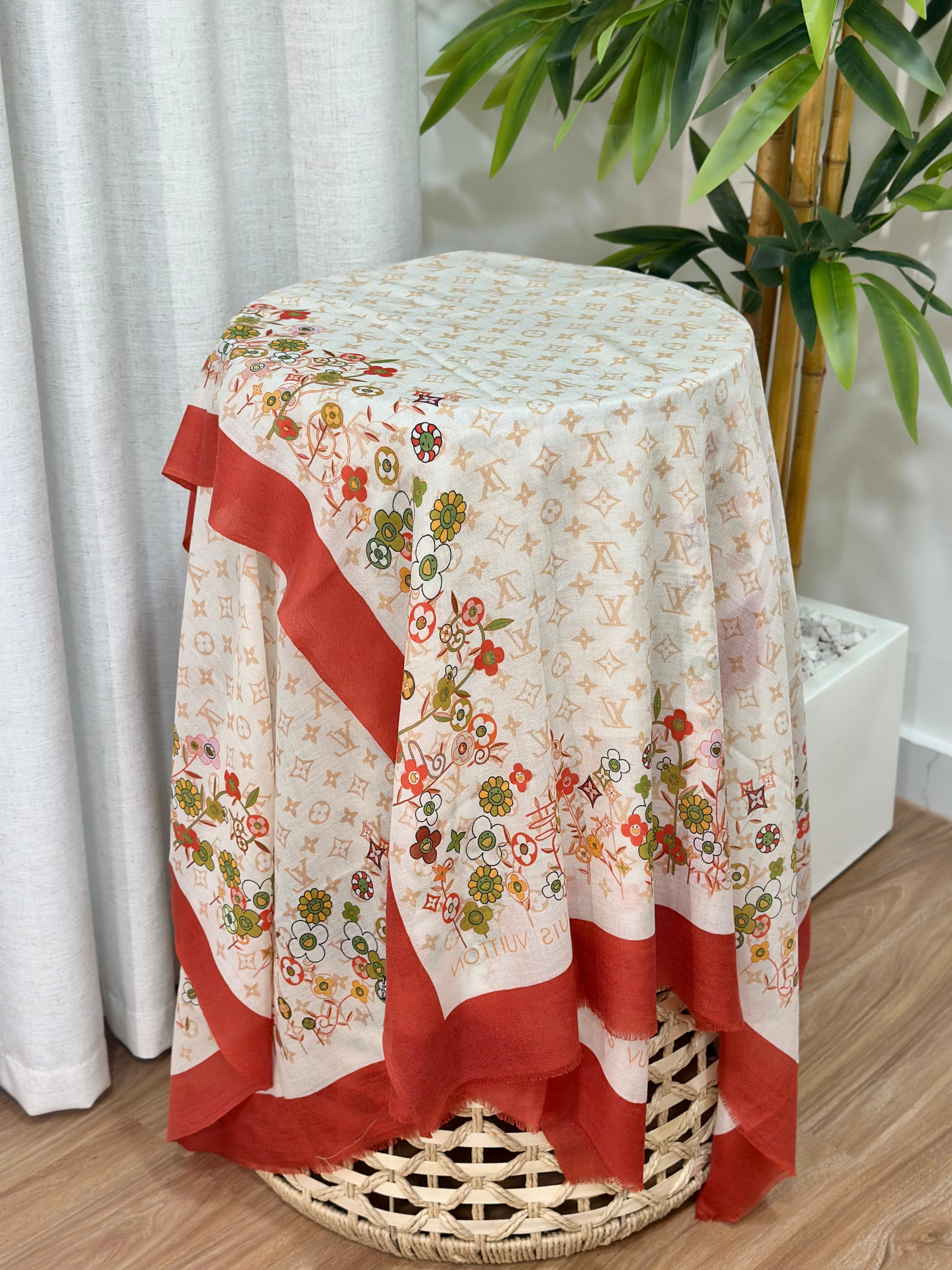 Louis Vuitton Floral Monogram Scarf (White/Red/Multi) – Gala Mart