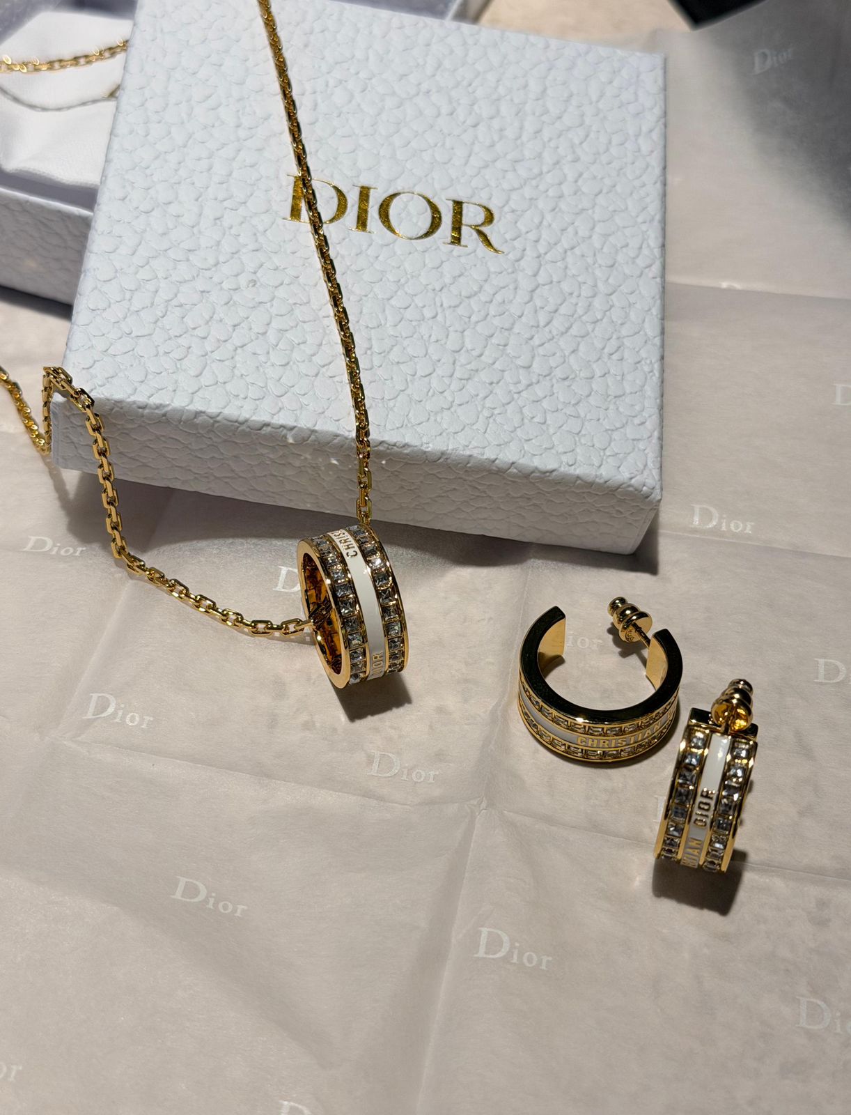 Dior Petit CD Jewelry Set (Gold/White/Crystal) – Gala Mart