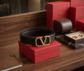 Valentino Garavani VLogo Signature Belt (Black/Antique Gold)