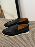 Loro Piana Summer Walk Loafers (Crocodile-Effect Black)