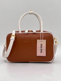 Miu Miu Bowling Bag (Cognac/Tan and White)