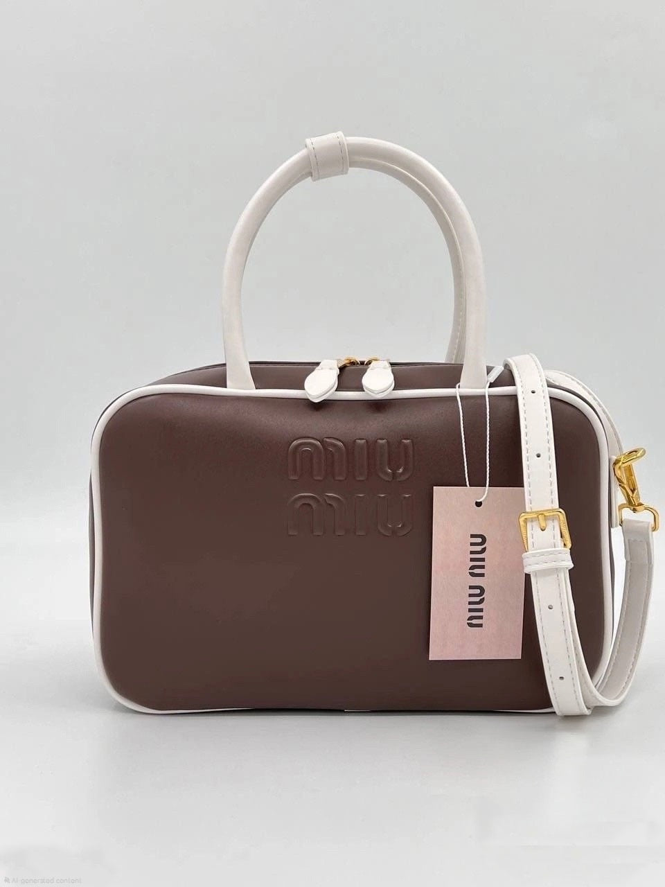 Miu Miu Bowling Bag (Brown and White)