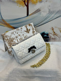 Christian Dior Rendez-Vous Chain Wallet (White with Black Bow Accent)
