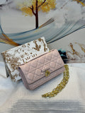 Christian Dior Rendez-Vous Chain Wallet (Powder Pink / Light Pink)