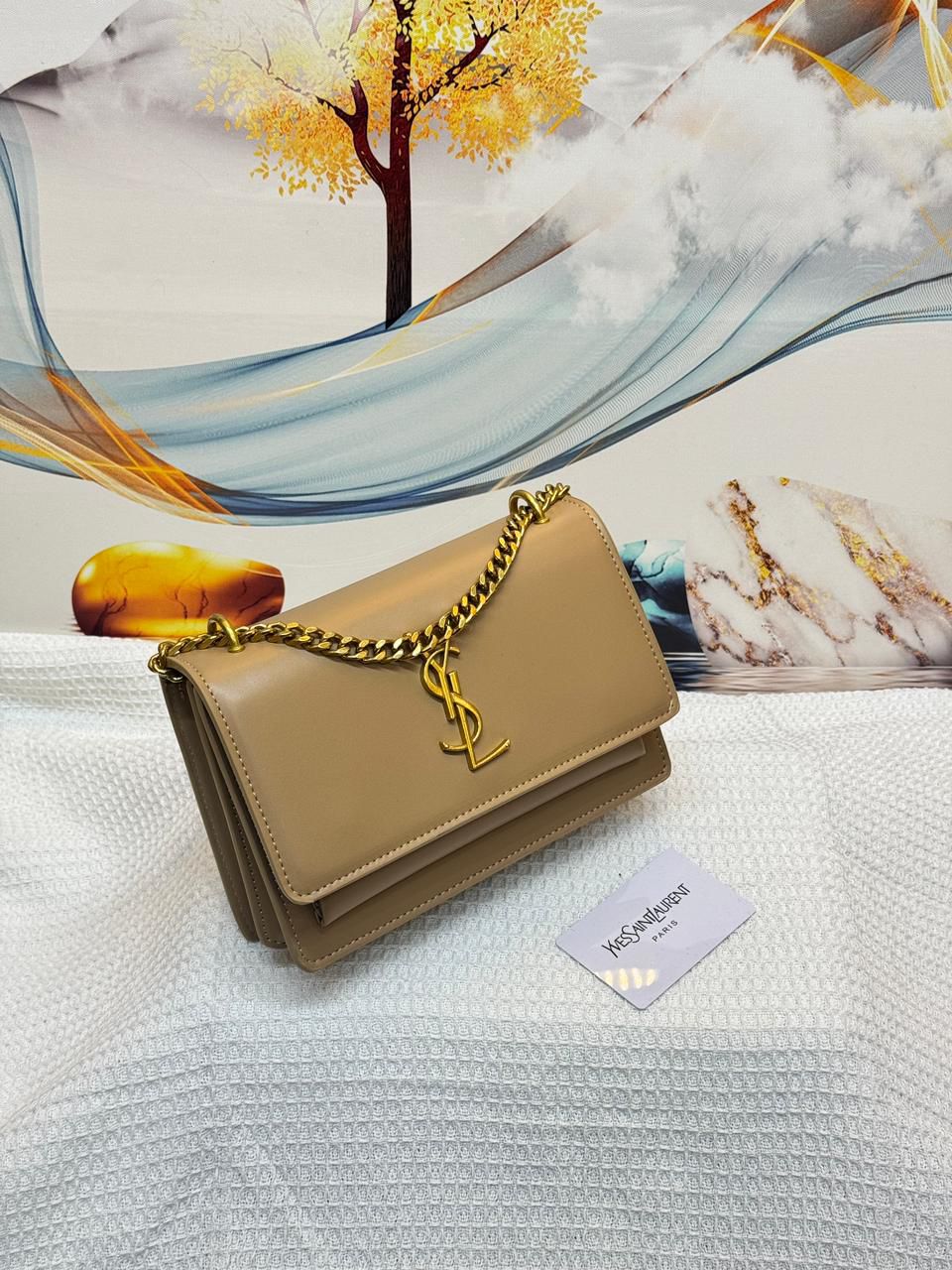 Yves Saint Laurent Sunset Shoulder Bag (Beige/Taupe)