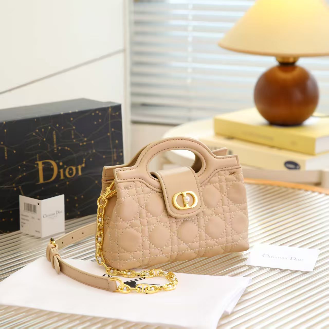 Dior Jolie Top Handle Mini Bag (Latte / Powder Beige)