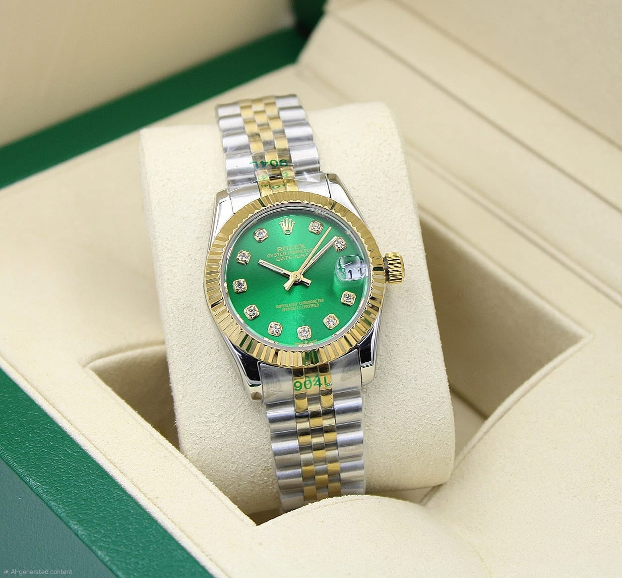 Rolex Datejust 31 (Rolesor Two-Tone Silver/Gold with Mint Green Diamond Dial)
