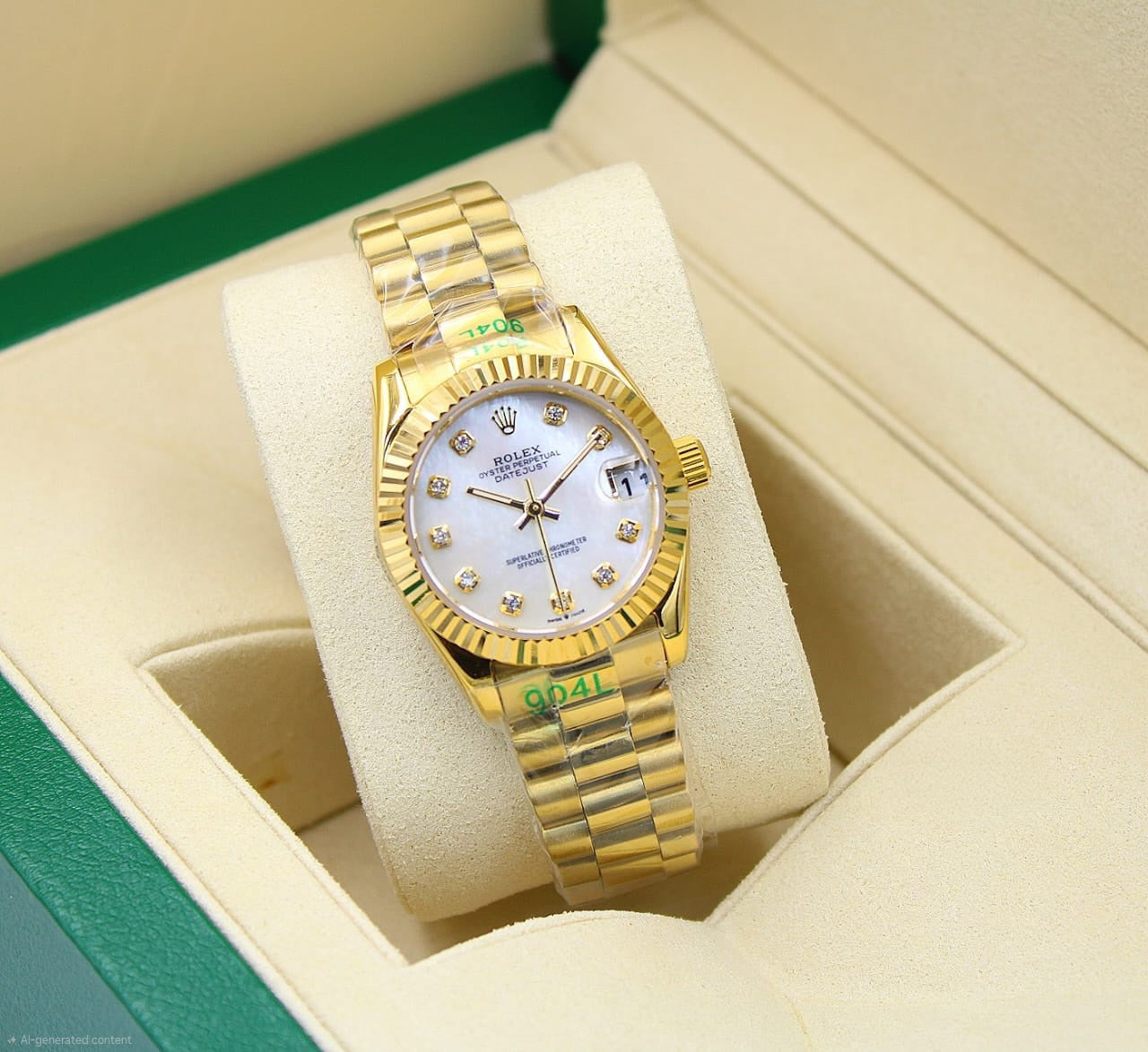 Rolex Datejust 31 (Gold-Tone with White Mother of Pearl Diamond Dial)