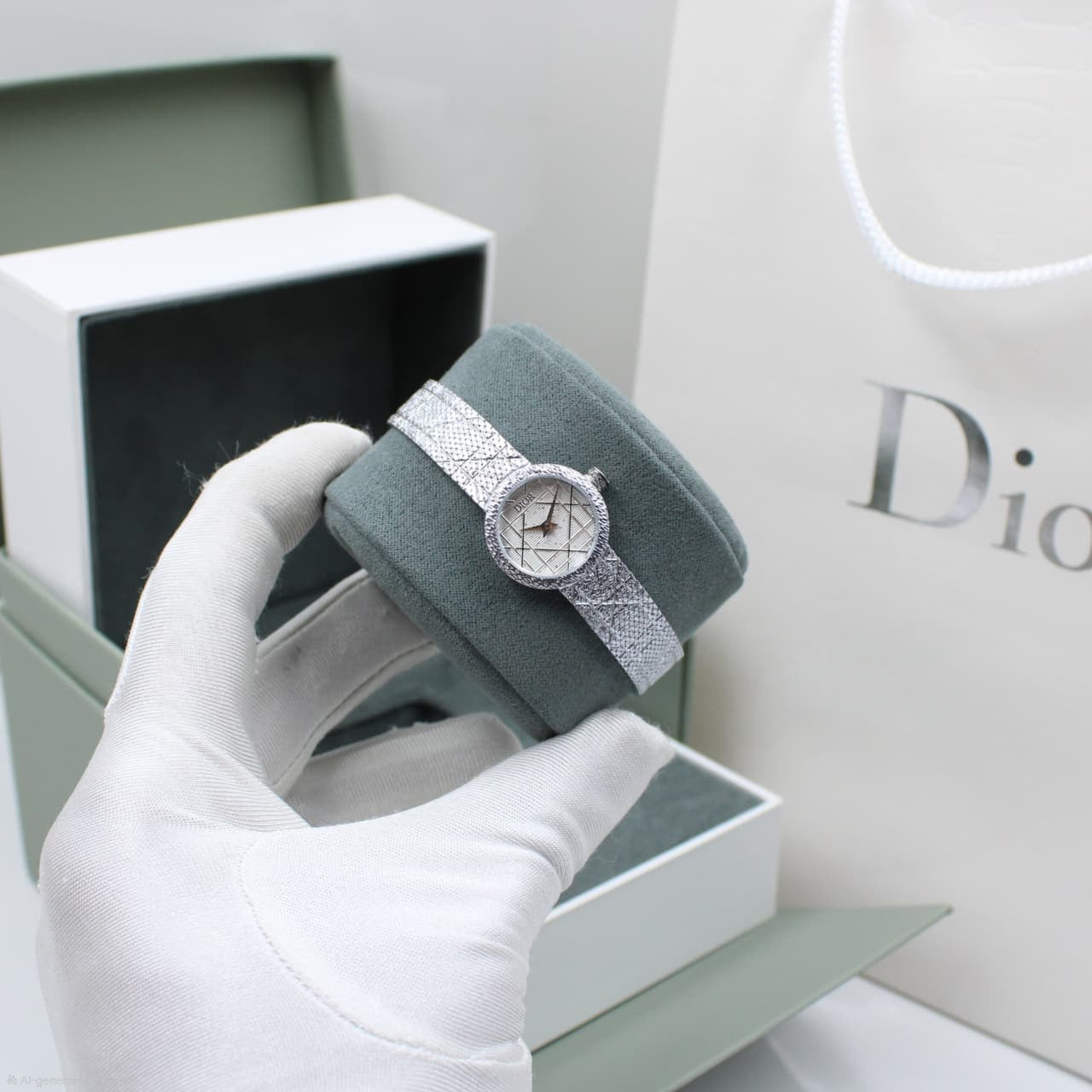 Dior La Mini D My Dior Silver (Cannage Engraved Dial)