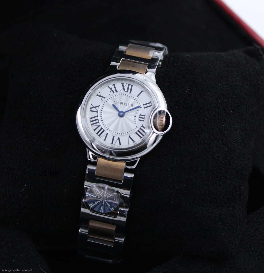 Cartier Ballon Bleu de Cartier Watch (Two-Tone Silver/Rose Gold with Silvered Flinqué Dial)