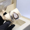 BVLGARI Serpenti Tubogas Watch (Two-Tone Silver/Rose Gold with White Dial)