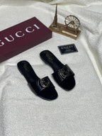 Gucci Blondie Slide Sandal (Black Patent Leather)