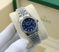 Rolex Oyster Perpetual Datejust Diamond Watch (Stainless Steel / Royal Blue Dial)