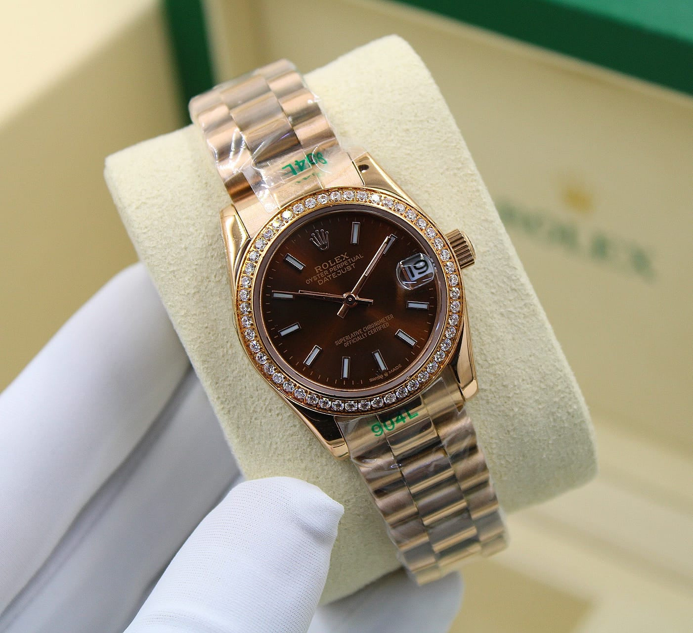 Rolex Oyster Perpetual Datejust Diamond Watch (Everose Gold / Chocolate Dial)