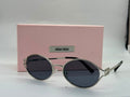 Miu Miu Logo Round Sunglasses (Silver / Dark Grey)