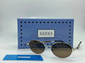 Gucci Charm Detail Round Sunglasses (Silver / Gradient Brown)