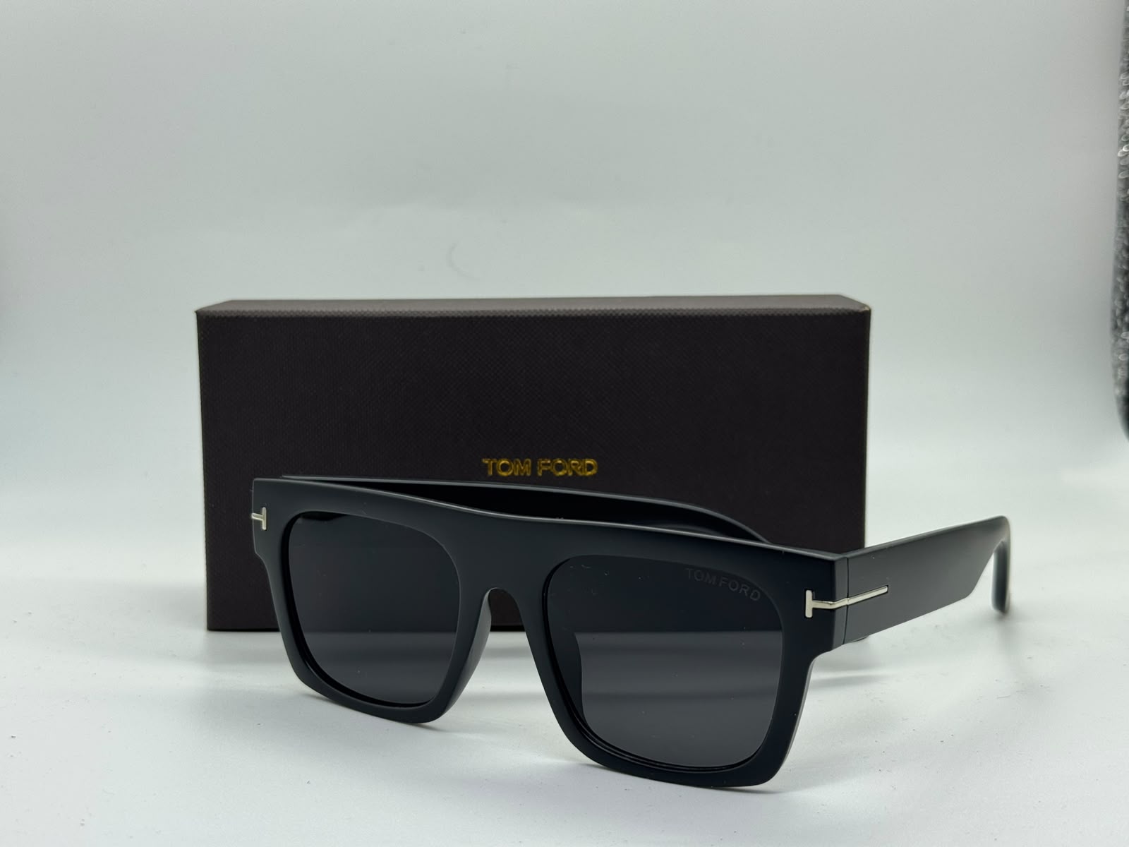 Tom Ford Flat Top Square Sunglasses (Matte Black)