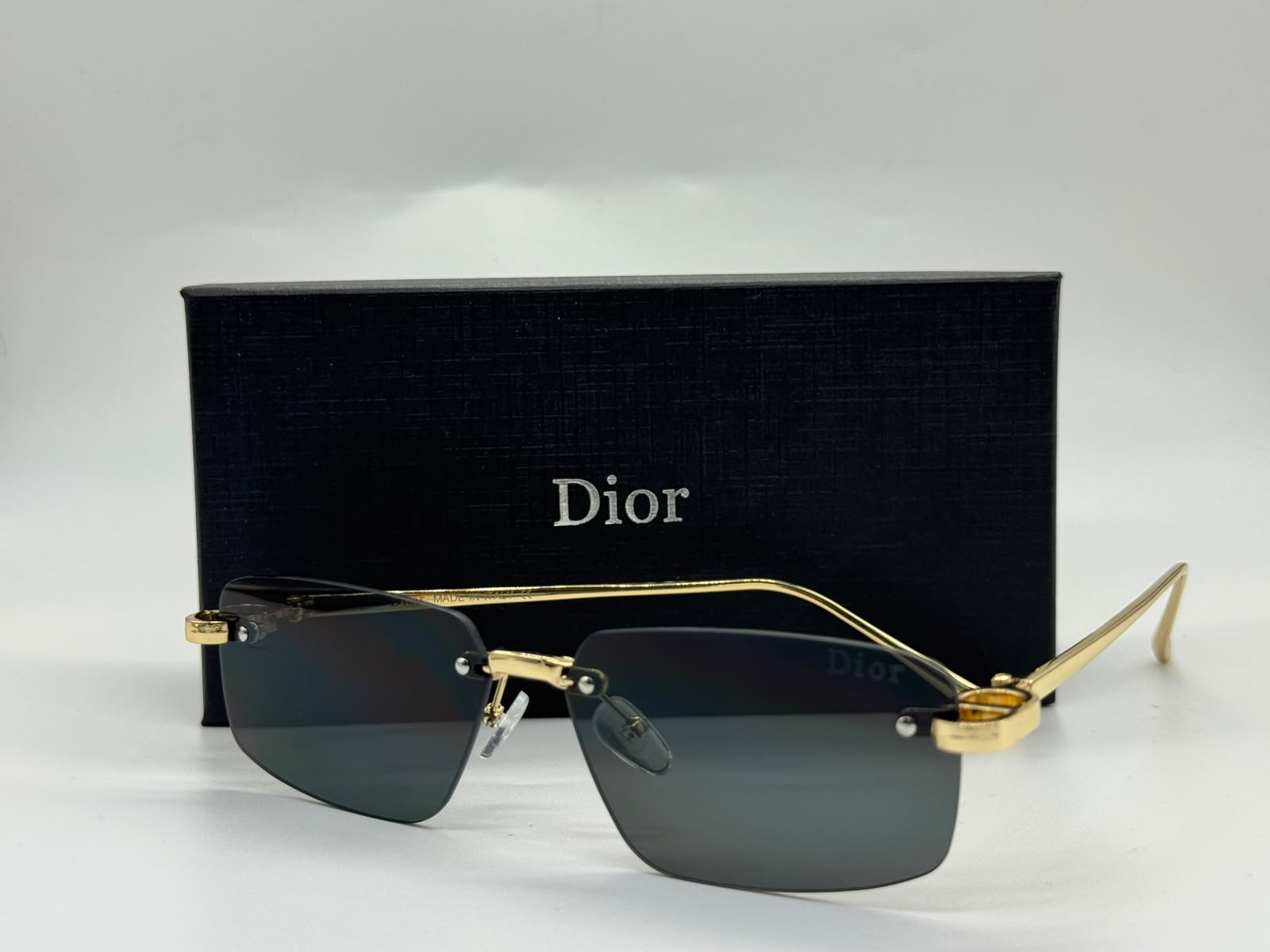Dior Rimless Rectangular Sunglasses (Gold/Grey Gradient)