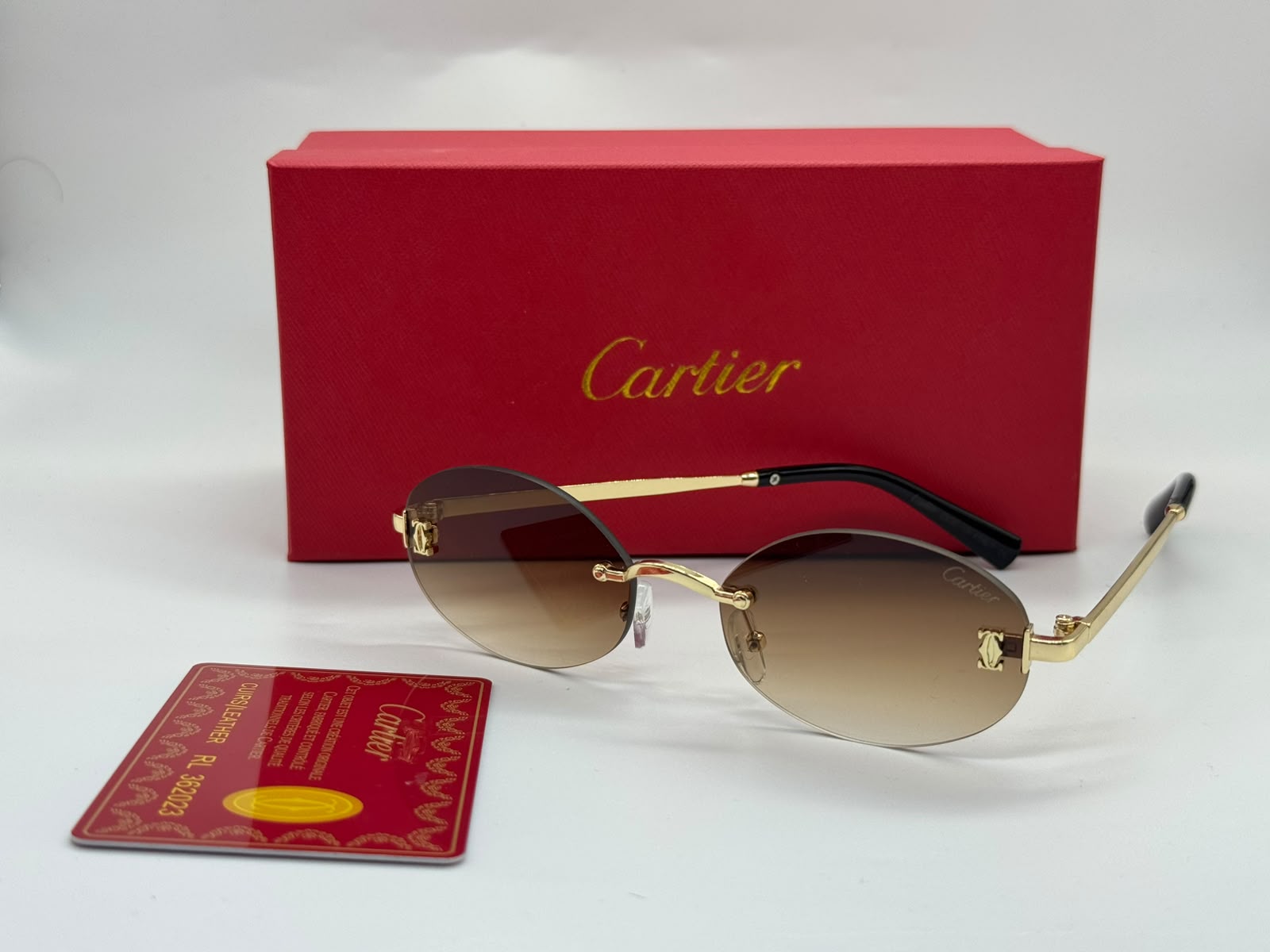 Cartier Premiere Rimless Sunglasses (Gold / Brown Gradient)