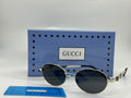 Gucci Charm Detail Round Sunglasses (Silver / Dark Grey)