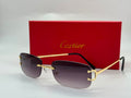 Cartier Signature C de Cartier Rimless Sunglasses (Gold / Grey Gradient)