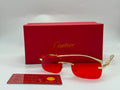 Cartier Panthère de Cartier Rimless Rectangular Sunglasses (Gold / Vibrant Red)