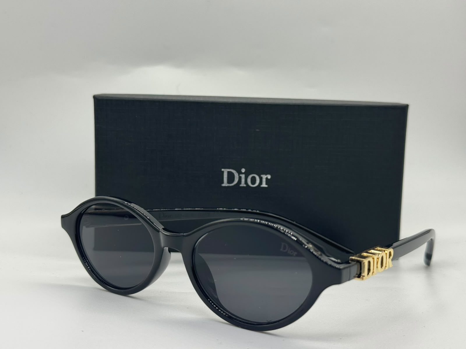 Dior Signature Oval Sunglasses (Black and Gold)