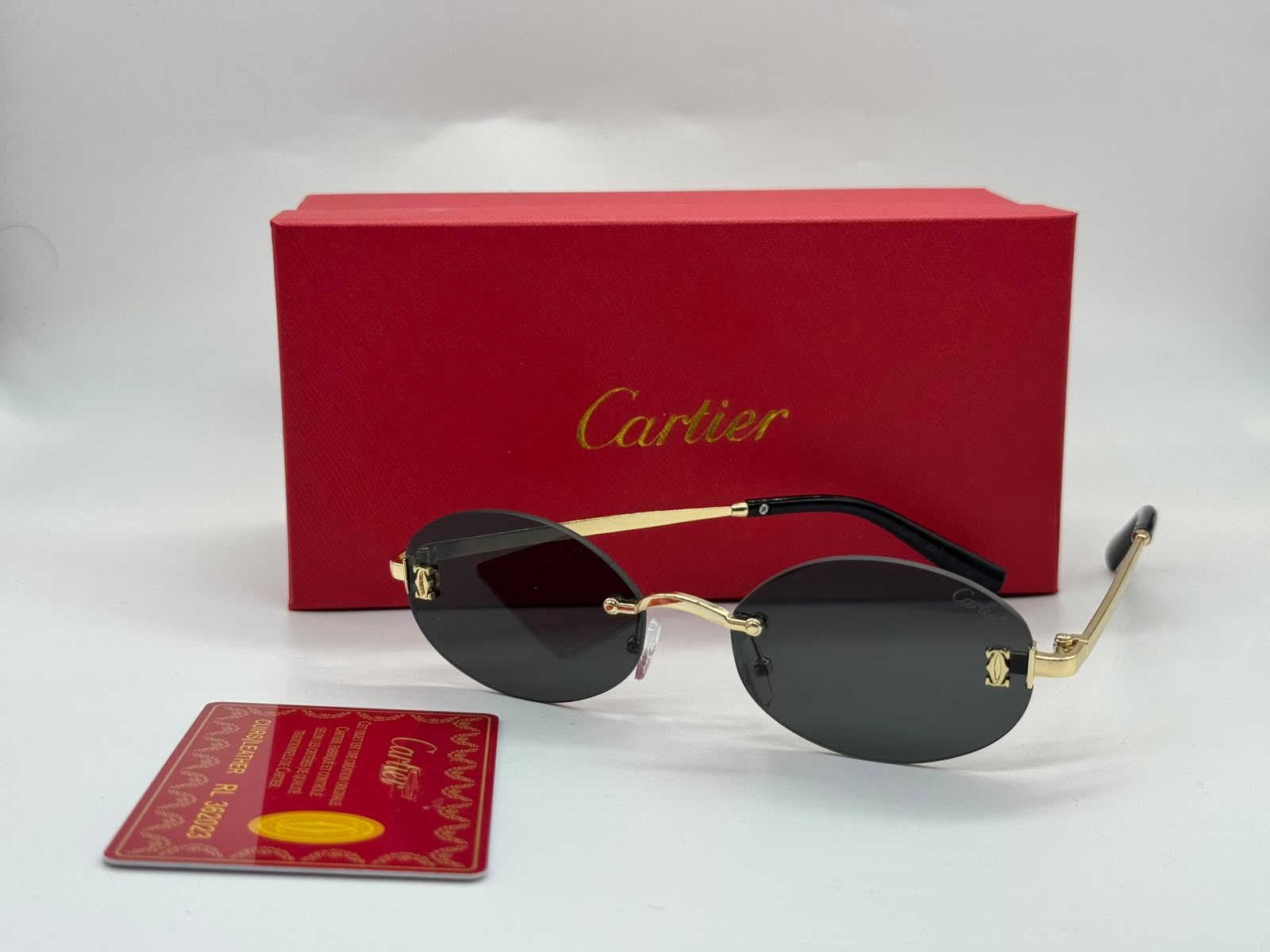 Cartier Premiere Rimless Sunglasses (Gold / Dark Grey)
