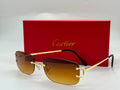 Cartier Signature C de Cartier Rimless Sunglasses (Gold / Brown Gradient)