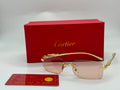 Cartier Panthère de Cartier Rimless Rectangular Sunglasses (Gold / Light Pink)