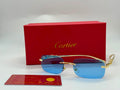 Cartier Panthère de Cartier Rimless Rectangular Sunglasses (Gold / Light Blue)