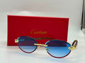 Cartier Panthère de Cartier Rimless Sunglasses (Gold / Blue Gradient)