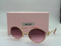 Miu Miu Logo Round Sunglasses (Pale Gold / Rose Pink)
