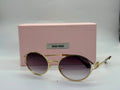 Miu Miu Logo Round Sunglasses (Pale Gold / Gradient Violet)