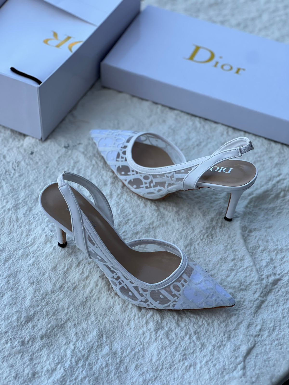 Dior J'Adior Slingback Pump (White Technical Fabric)