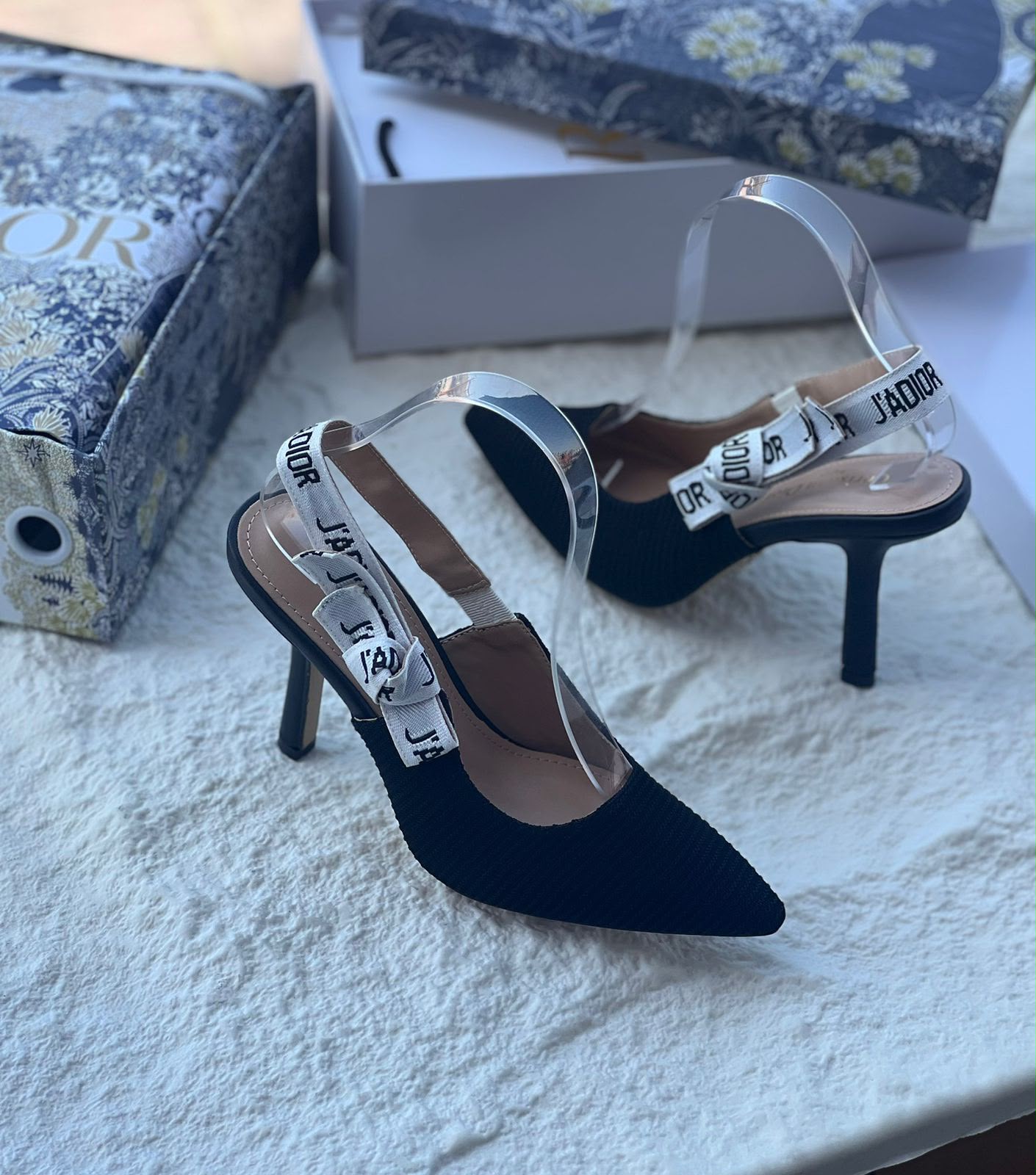 Dior J'Adior Slingback Pump (Black Technical Fabric)