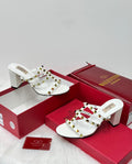 Valentino Garavani Rockstud Slide Sandals (White)