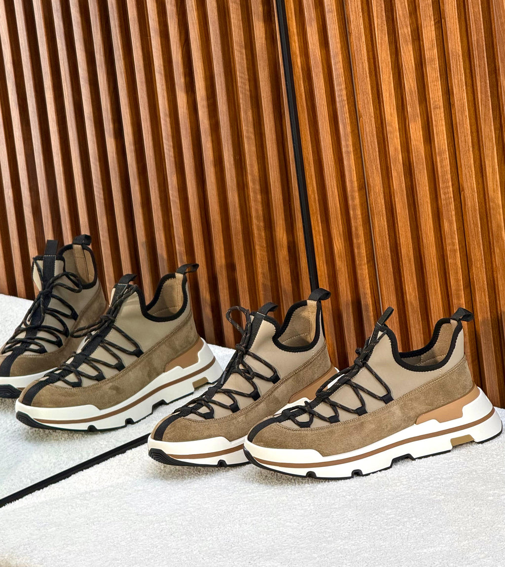 ZEGNA Triple Stitch™ Vetta Sneakers (Beige / Foliage Brown Suede)