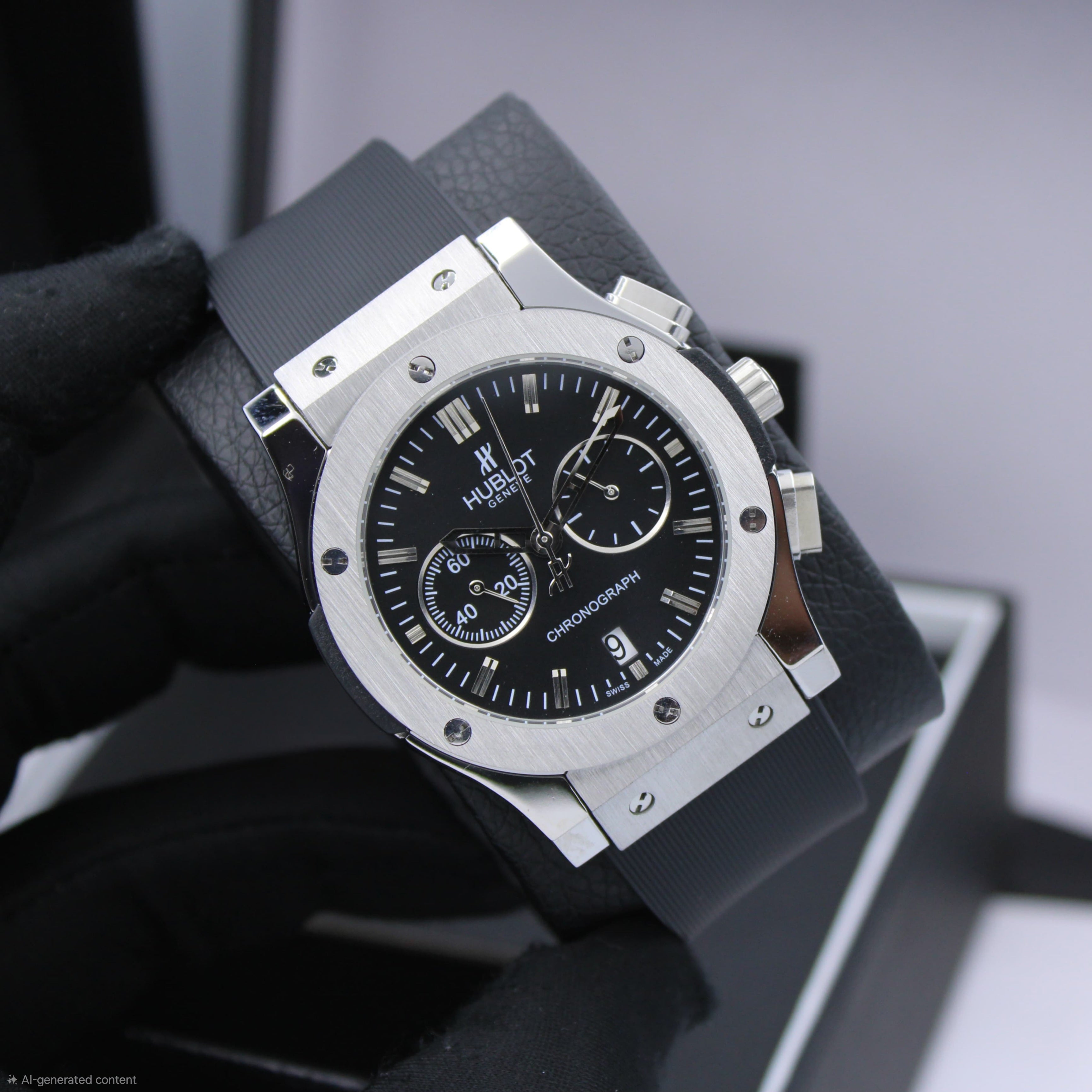 Hublot Big Bang Chronograph (Black Dial / Black Rubber Strap)