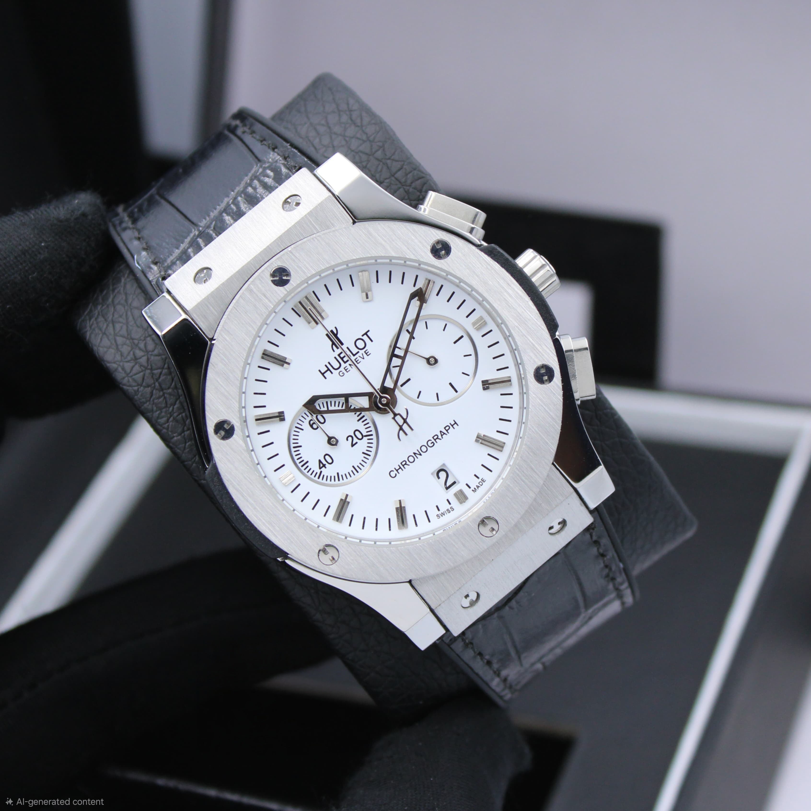 Hublot Big Bang Chronograph (White Dial / Black Alligator Strap)