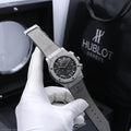 Hublot Classic Fusion Aerofusion Chronograph (Skeleton Dial / Grey Leather Strap)