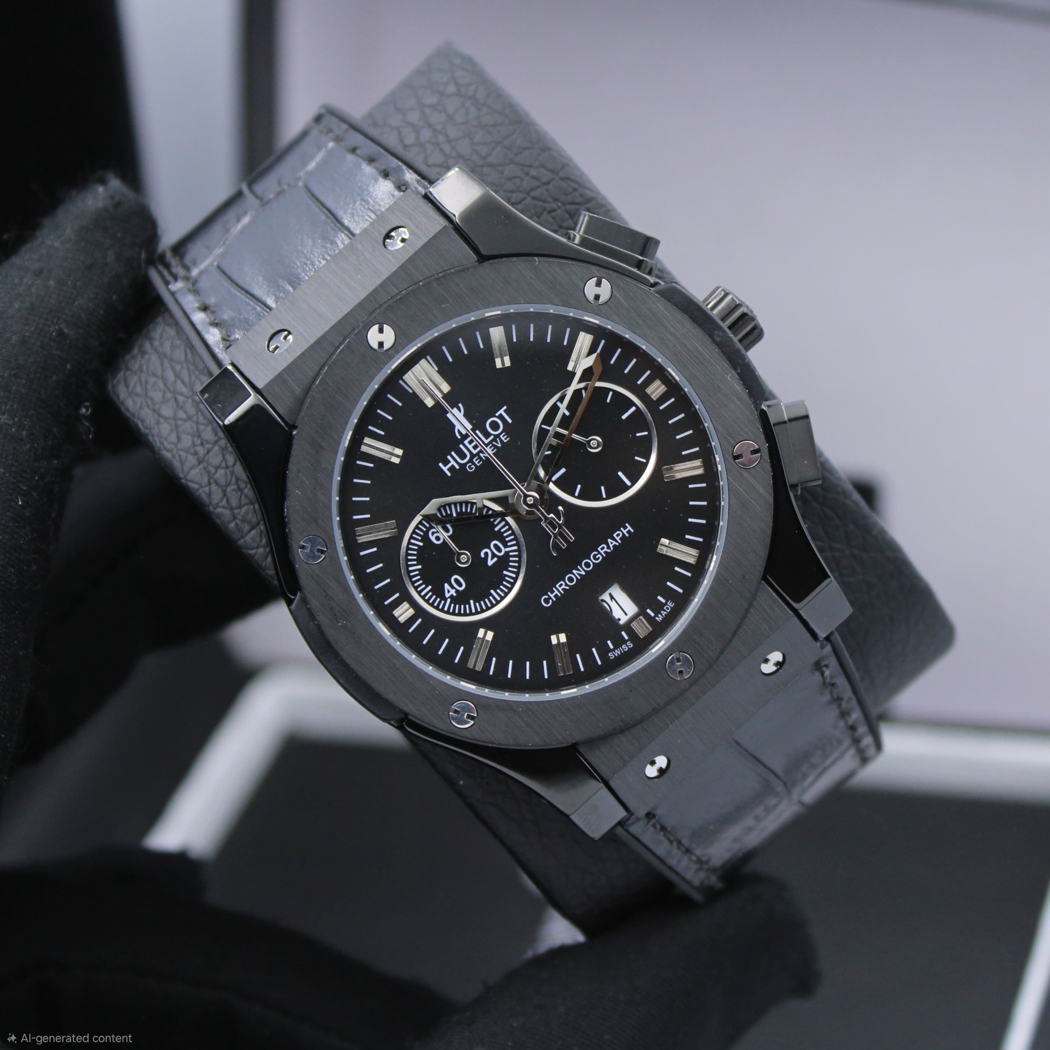 Hublot Big Bang Black Magic Chronograph (Black Dial / Black Alligator Strap)