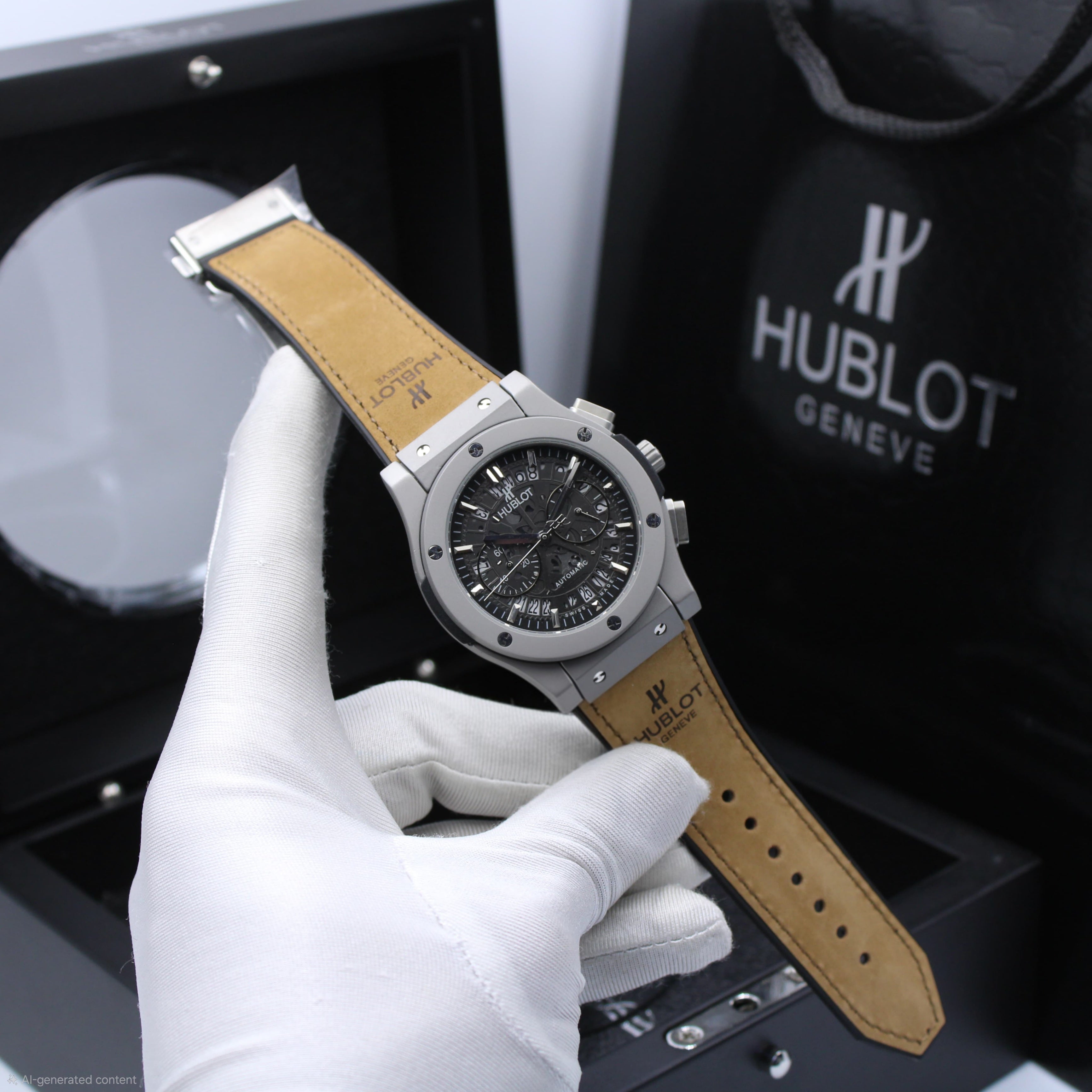 Hublot Classic Fusion Aerofusion Chronograph (Skeleton Dial / Tan Leather Strap)