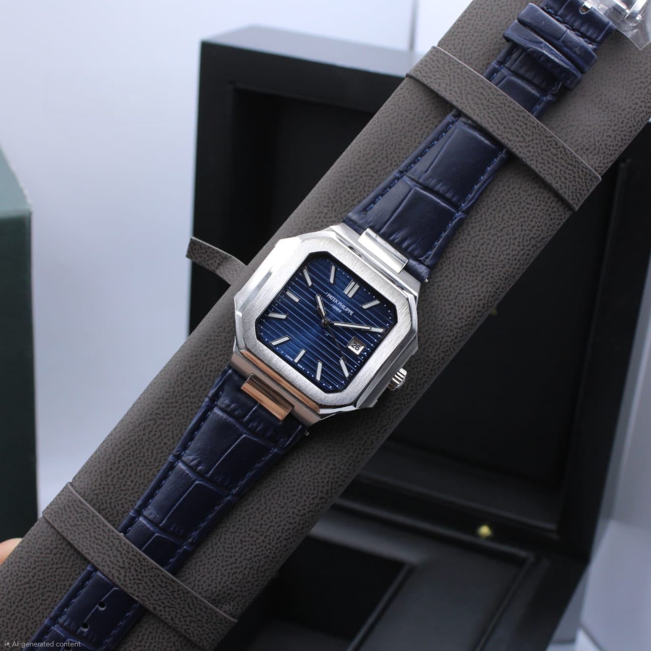 Patek Philippe Cubitus Ref. 5821/1A (Blue Alligator Strap / Silver)